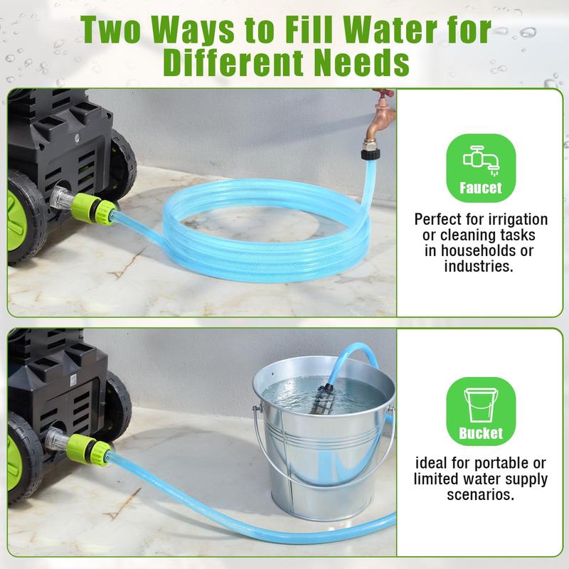 Hidrolavadora eléctrica de 2600 PSI y 2.4 GPM con 4 boquillas y cañón de espuma para limpiar autos, entradas de vehículos, terrazas, cercas, patios y suciedad difícil en exteriores.