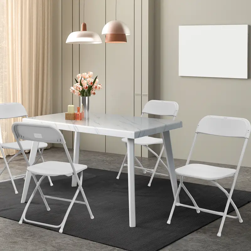 Silla plegable de plástico blanco VINGLI en paquete de 4/6/10, portátil y plegable para uso interior y exterior, con marco de acero y capacidad de 350 lb. para eventos, oficina, bodas, fiestas, picnics, cocina y comedor