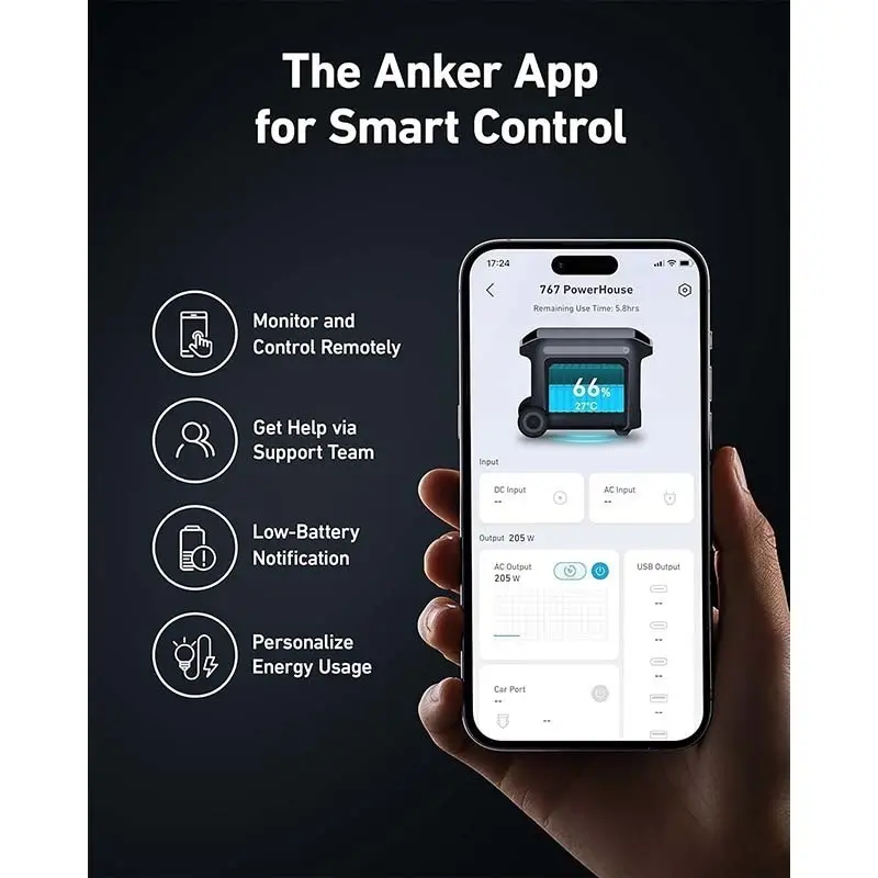 Estación de energía portátil Anker PowerHouse 767, generador solar de 2400 W con baterías LiFePO4 de vida útil 6 veces más larga, generador GaNPrime PowerHouse 2048 Wh para el hogar, camping al aire libre, RV (panel solar opcional)