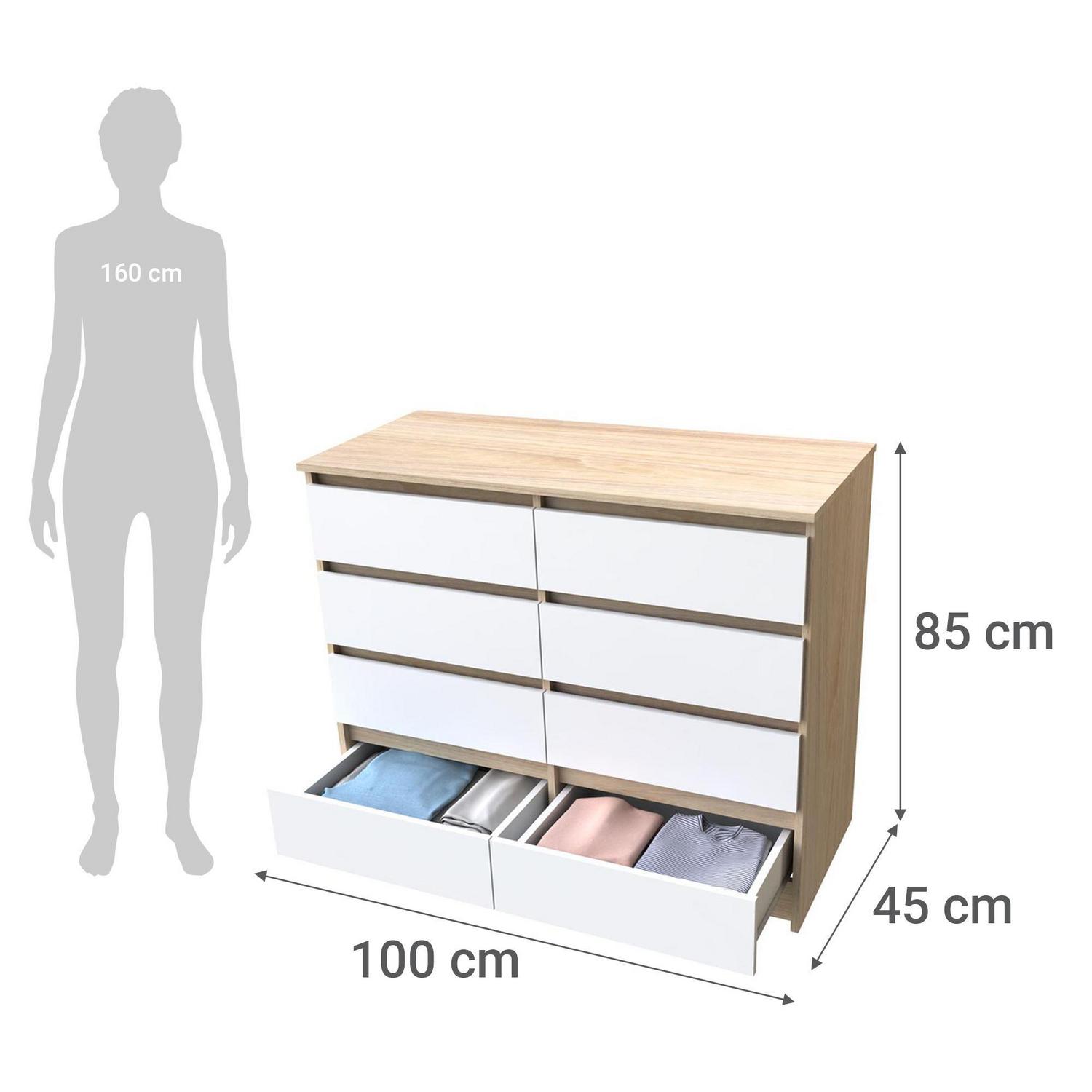 Cómoda 8 Cajón(es) Austria 100x85x45 cm Olmo Blanco