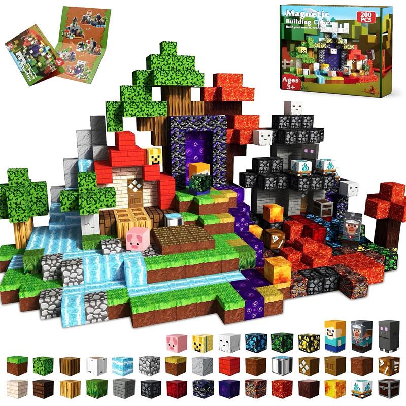 Set de 200 piezas de Bloques de Construcción Magnéticos para Niños de 3 a 8 años, Juguete Educativo STEM Montessori, Juego Sensorial y Regalo de Aprendizaje