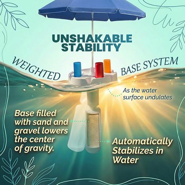 Sombrilla flotante para piscina con barra y base, sombrilla portátil para mesa de bar de piscina con portavasos y soporte para teléfono, sombra flotante para la piscina, incluye bolsa de transporte fácil, para el interior de la piscina, área de baño, casa