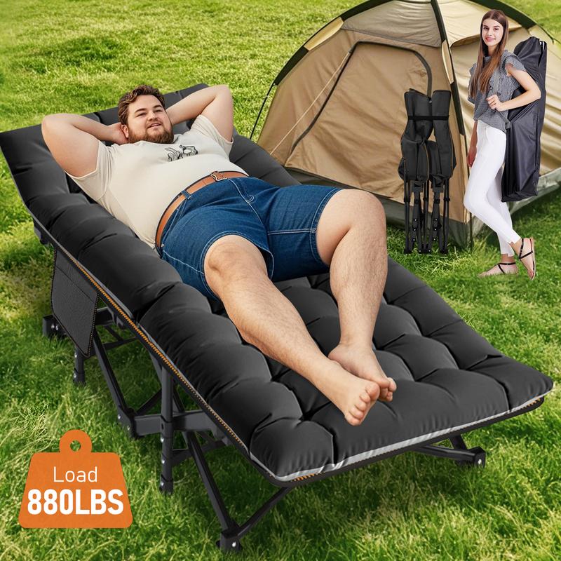 Cama plegable de camping Naudacaa con colchón de doble cara – Cama de invitados portátil y resistente para camping, viajes, uso en exteriores e interiores, soporta hasta 400 kg (880 lbs) Azul