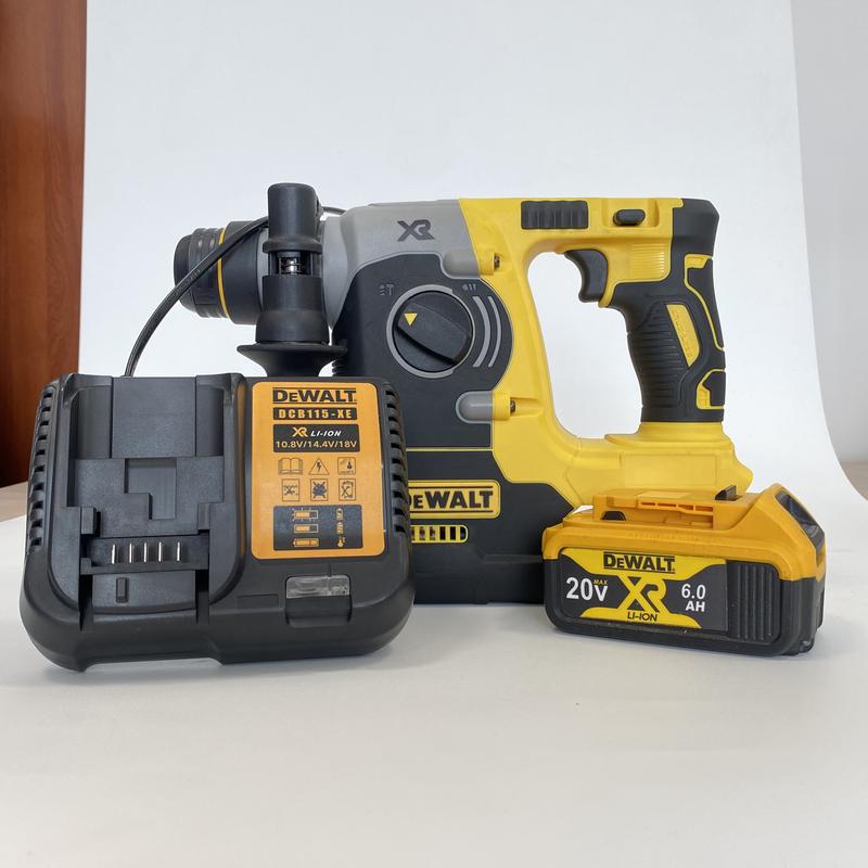 Martillo perforador rotativo inalámbrico sin escobillas DEWALT DCH273 de 20 V con energía de impacto de 2,1 J y batería de 6,0 Ah para perforar hormigón, ladrillo y piedra. Martillo perforador rotativo compacto con mango auxiliar de 360 ​​grados y rendimi