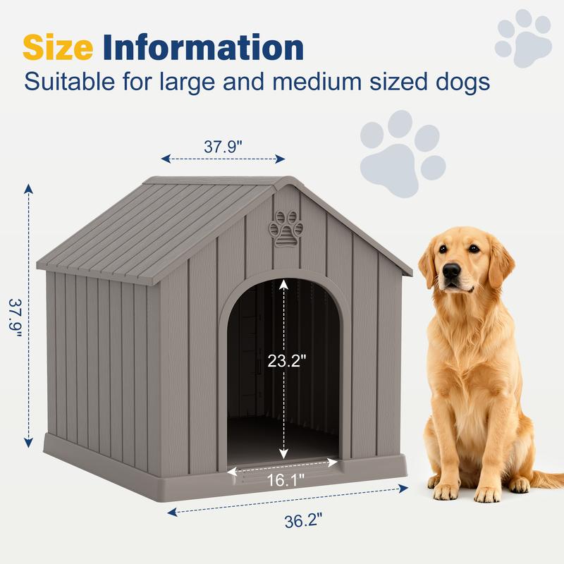Caseta de plástico resistente e impermeable para perros/ovejas, apta para ovejas pequeñas y grandes, refugio para mascotas de interior y exterior con techo ventilado y suelo elevado, fácil de montar.