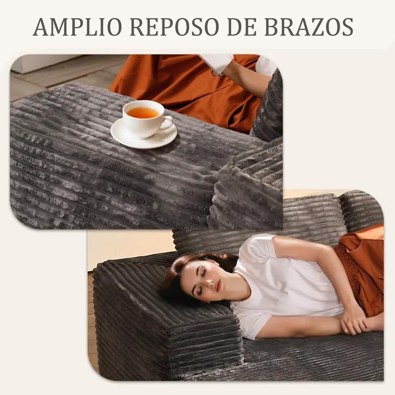 【Dos Paquetes】Soifas 260cm Sofá Modular Sin Brazos de Terciopelo Nube de Felpa con Chaise Longue, Sin Montaje Requerido - Juego de Sofá Esquinero en L con Configuración Flexible 04