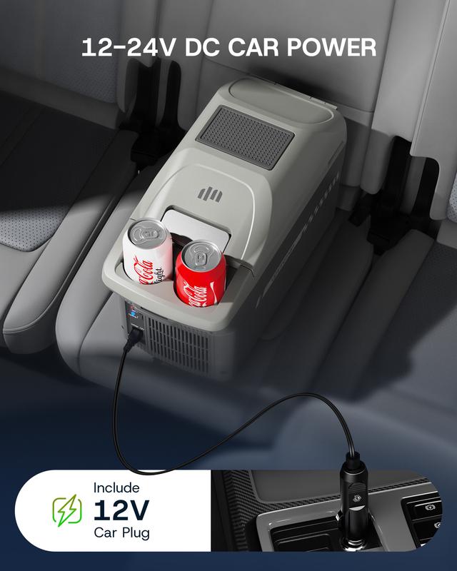 Nevera portátil eléctrica de 10 cuartos con función de enfriamiento y calentamiento, con adaptador de 12 V para coche, ideal para camping, viajes y barcos. Mininevera compacta con doble función de enfriamiento/calefacción y correa para el hombro AR11.