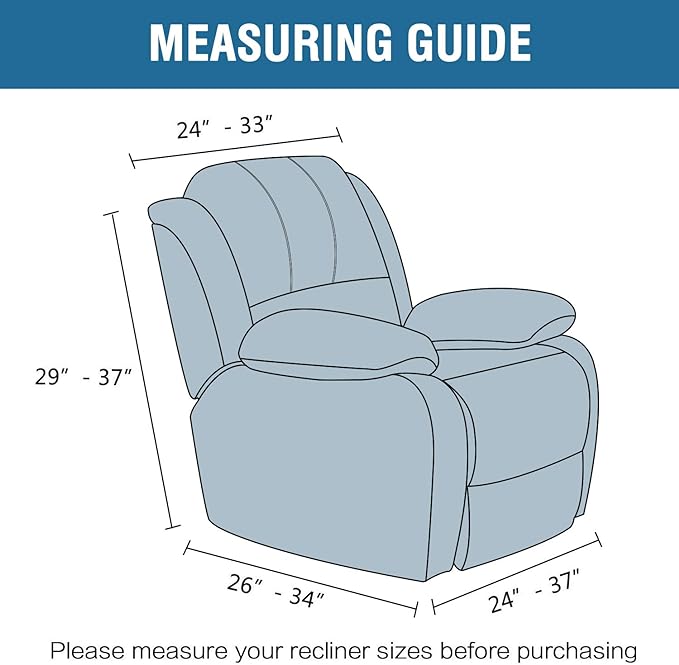 Funda para silla reclinable de terciopelo, 1 pieza, funda reclinable para sillón reclinable grande, protector de muebles de terciopelo suave y grueso con parte inferior elástica, espuma antideslizante adjunta (reclinable, gris)