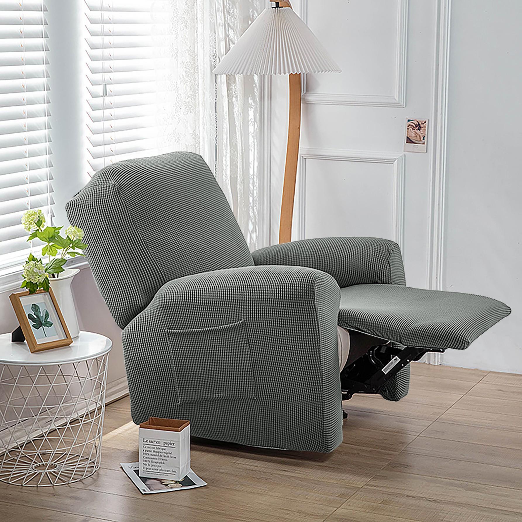Juego de sillón reclinable elástico de polar tipo europeo, incluye respaldo y dos reposabrazos, tela duradera, fácil cuidado, ideal para hotel, restaurante y oficina
