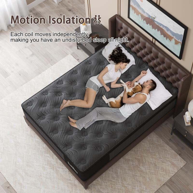 Colchón de 10", 12" y 14" tamaño individual, matrimonial, queen y king size en caja, híbrido de resortes y espuma viscoelástica, firmeza media, ergonómico.