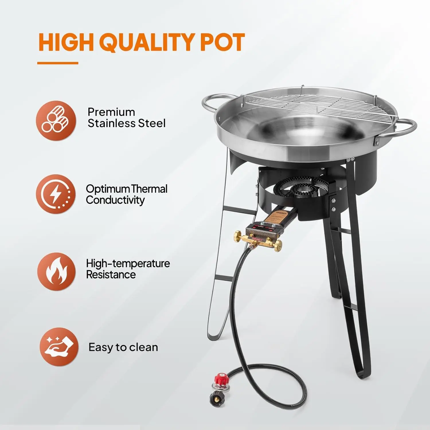 Juego de Comal Cóncavo de 23" con Estufa de Propano de 80,000 BTU — Disco de Acero Inoxidable para Discada con Soporte de Quemador, Ideal para Cocinar en el Patio y al Aire Libre — Utensilio Versátil para Carnitas, Tortillas, Salteados y Wok.