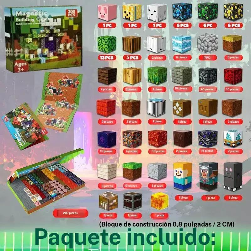 Set de 200 piezas de Bloques de Construcción Magnéticos para Niños de 3 a 8 años, Juguete Educativo STEM Montessori, Juego Sensorial y Regalo de Aprendizaje