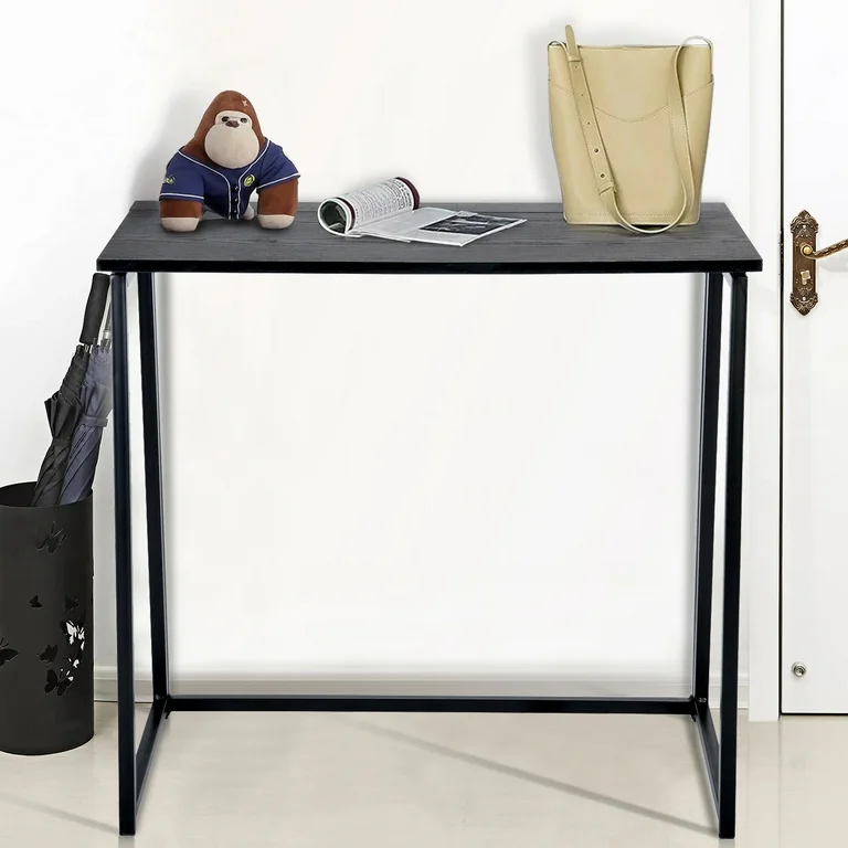 Escritorio Plegable Rectangular de Color Negro (80cm*40cm*74 cm) HOMEMAKE FURNITURE Industrial Clásico