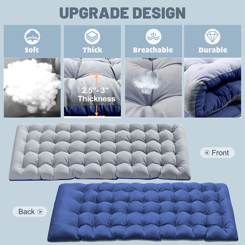 Cama plegable de camping Naudacaa con colchón de doble cara – Cama de invitados portátil y resistente para camping, viajes, uso en exteriores e interiores, soporta hasta 400 kg (880 lbs) Azul