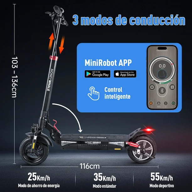 Scooter Eléctrico Honey Whale T4-B Negro Honey whale T4