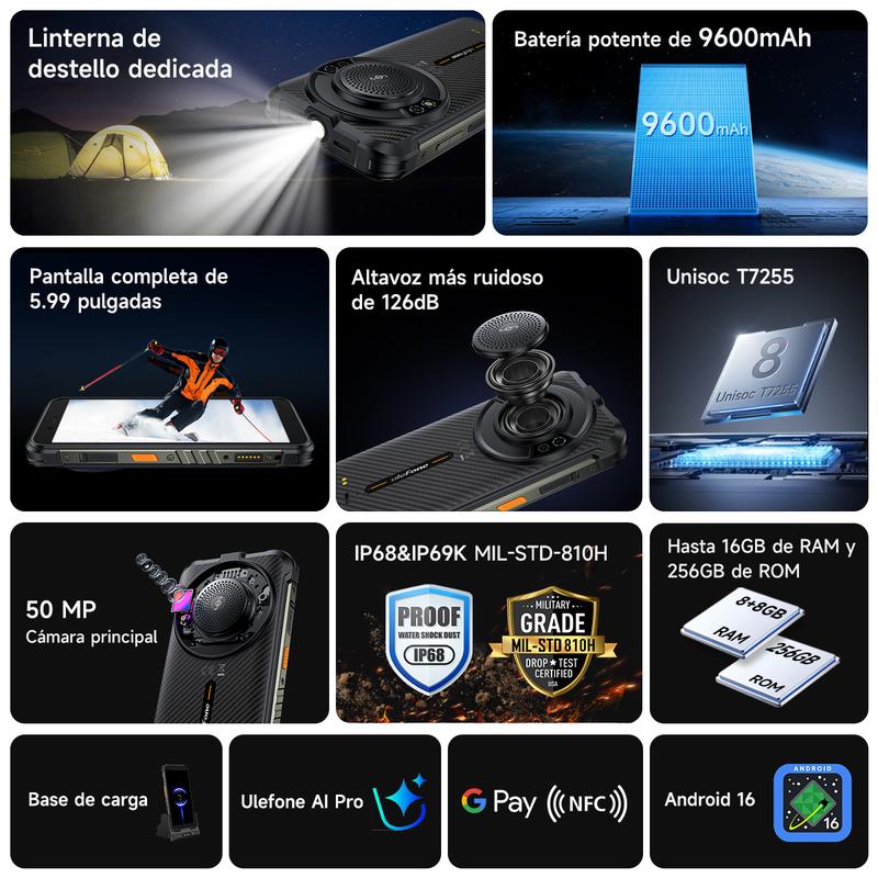 Envío Rápido¡El celular más ruidoso!  Ulefone RugKing con sonido de 126dB es perfecto para albañiles y trabajo pesado. ¡Indestructible y suena como bocina!-