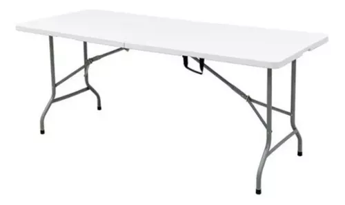 Vitasense mesa 180 cm plegable de exterior de apoyo y trabajo color blanco acero y plástico MESA03