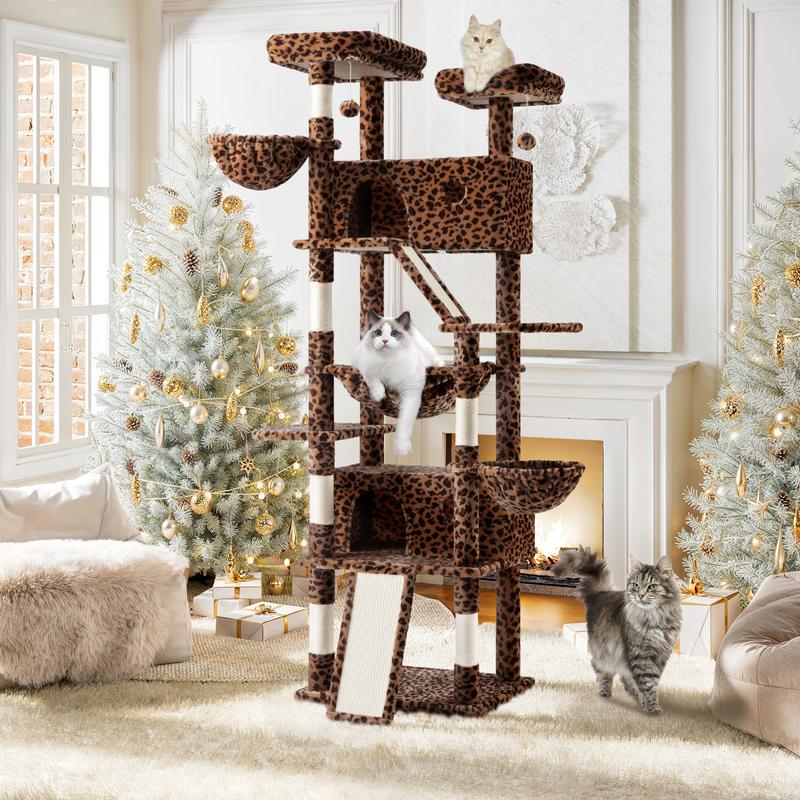 SHA CERLIN 81in/67in Multi-Level Tall Cat Tree Tower with Hammock & Sisal Scratching Posts Larger Cat Condo Furniture for Multi-Cat Play & Rest #ChristmasGifts#TikTokShopBlackFriday