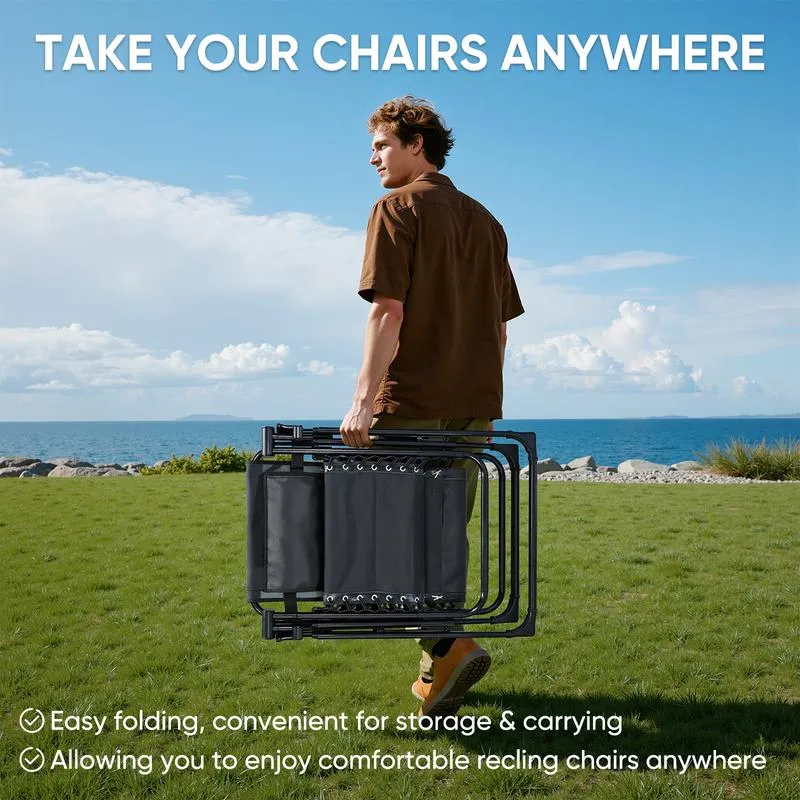Silla reclinable plegable - Muebles de exterior para patio y jardín con bandejas portavasos, cojín extraíble, silla reclinable para adultos para camping, accesorio de jardín