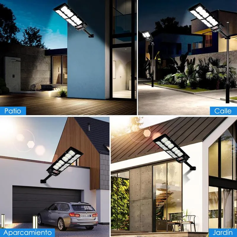 2pack Lámparas Luz Solar Exterior Jardín Luminaria Led Solar 2pack Mando a Distancia Programa Tiempo Ajusta Brillo 192 LEDs Blanco 6500 K 15000 lúmenes IP67 Resistente al Aguar