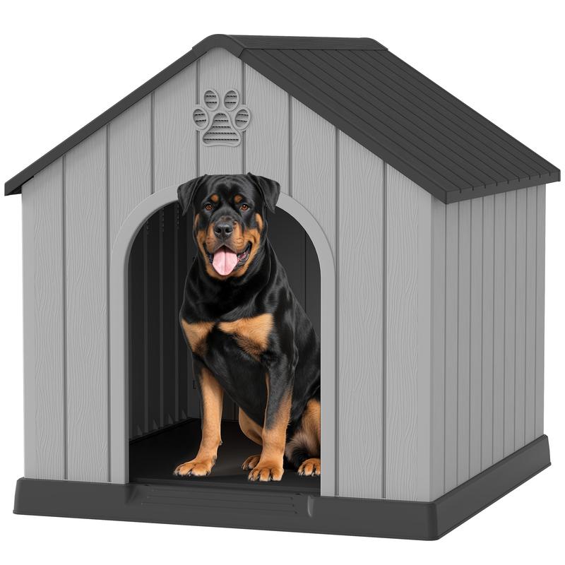 Caseta de plástico resistente e impermeable para perros/ovejas, apta para ovejas pequeñas y grandes, refugio para mascotas de interior y exterior con techo ventilado y suelo elevado, fácil de montar.