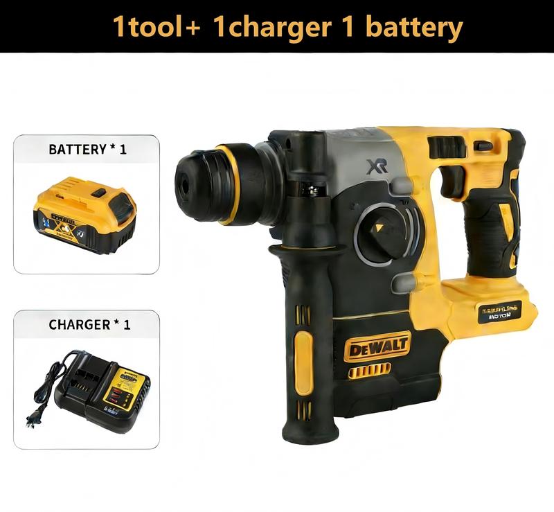 Martillo perforador rotativo inalámbrico sin escobillas DEWALT DCH273 de 20 V con energía de impacto de 2,1 J y batería de 6,0 Ah para perforar hormigón, ladrillo y piedra. Martillo perforador rotativo compacto con mango auxiliar de 360 ​​grados y rendimi
