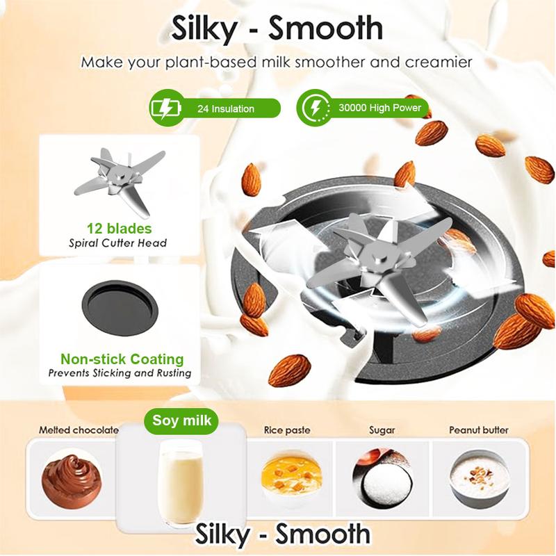 Máquina para hacer leche de frutos secos, 10 en 1, automática, para preparar leche de soja, almendras, avena, coco, etc., multifunción, temporizador de 12 horas, limpieza automática, temperatura ambiente, conservación del calor, ebullición, temperatura am