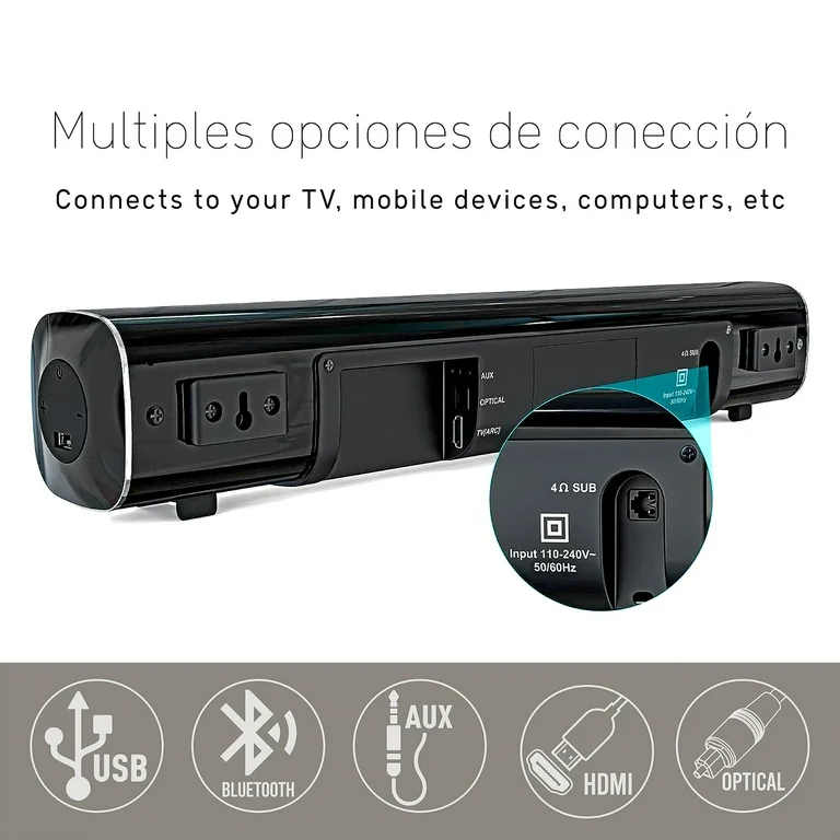 Barra de Sonido Audiobahn con Subwoofer 2.1 ASBAR900PACK