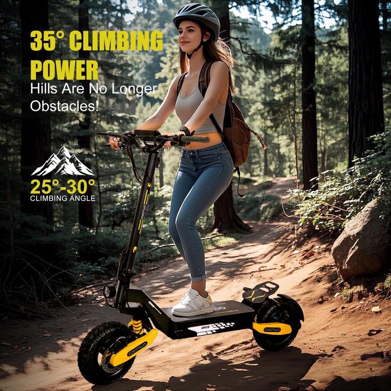 Patinete eléctrico para adultos, de alta potencia (1200 W), batería de 48 V 13/23,4 amperios-hora, autonomía de 20 a 40 millas, neumáticos todoterreno de 11 pulgadas, plegable, con amortiguación delantera y trasera, ideal para que los adolescentes se desp