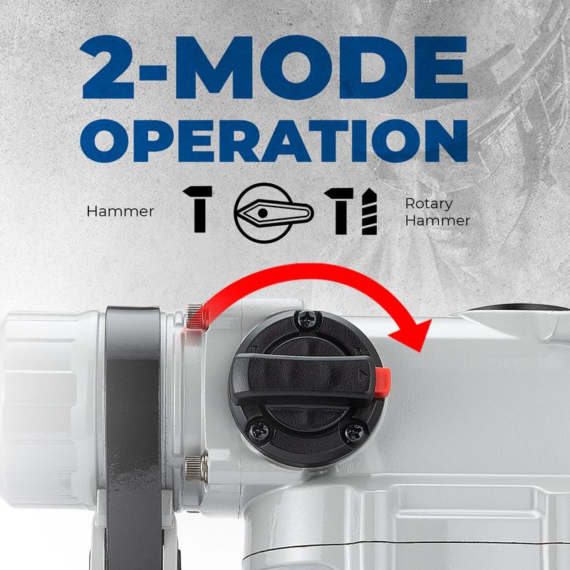【Garantía de 5 años】Taladro percutor rotativo SDS-Plus DongCheng de 1-1/8 pulgadas con embrague de seguridad, martillo demoledor con cable de alta resistencia de 9.2 amperios para concreto, 3.6 julios, incluye 3 brocas, cinceles planos y cinceles de punta