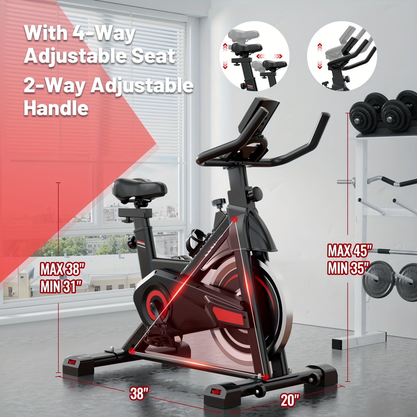 Exercise Bike, Stationary Bikes for Home Indoor Cycling Bike Cycle Bike with Digital Display & Comfortable Seat Cushion help you understand your exercise progress and adjust your exercise plan enjoy exercising and entertainment simultaneously