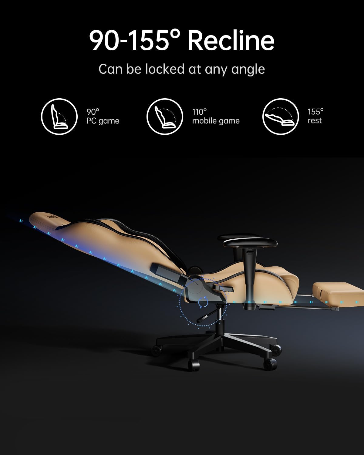 AutoFull Silla Gaming Silla Gamer Ergonómica Silla de Oficina Cuero de PU Silla de Escritorio,Altura e inclinación Ajustables,Reposacabezas y Soporte Lumbar,Reposapiés, (Gris)