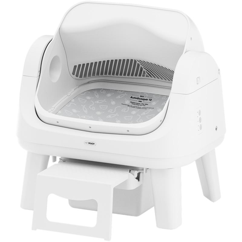 Arenero automático autolimpiante PetPivot AutoScooper 12 Lite con tapa abierta, escalón frontal de fácil acceso, triple protección de seguridad, no requiere aplicación.