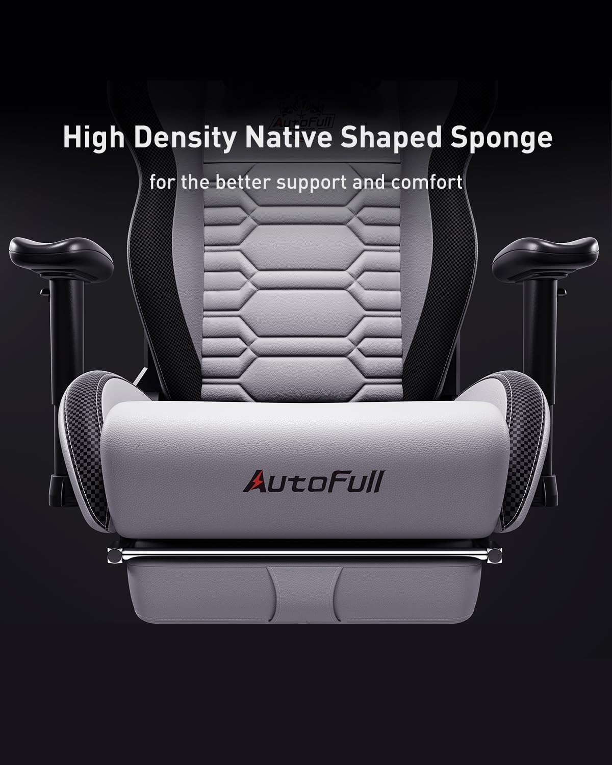 AutoFull Silla Gaming Silla Gamer Ergonómica Silla de Oficina Cuero de PU Silla de Escritorio,Altura e inclinación Ajustables,Reposacabezas y Soporte Lumbar,Reposapiés, (Gris)