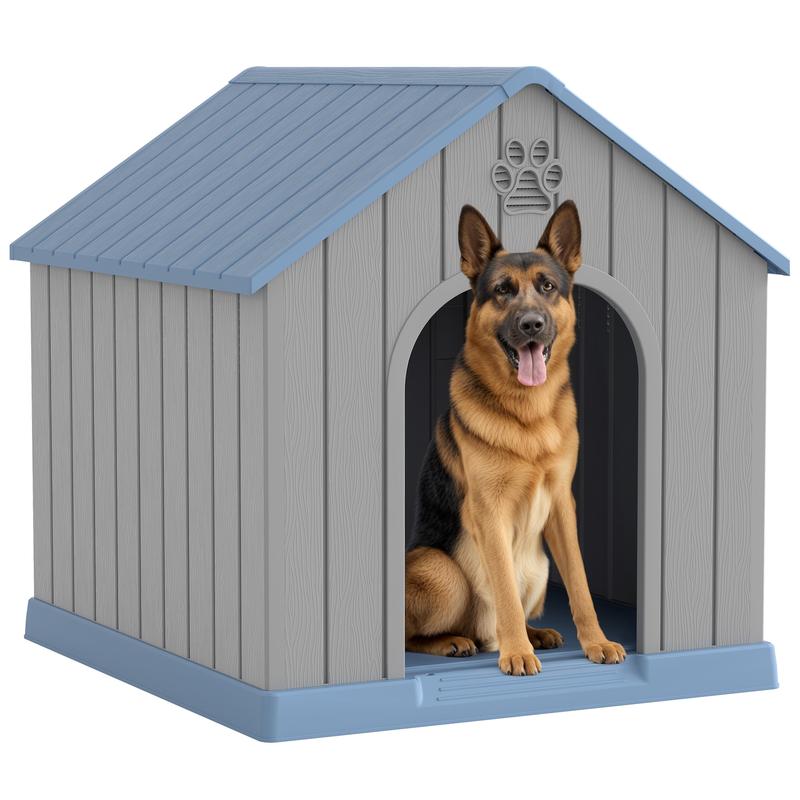 Caseta de plástico resistente e impermeable para perros/ovejas, apta para ovejas pequeñas y grandes, refugio para mascotas de interior y exterior con techo ventilado y suelo elevado, fácil de montar.