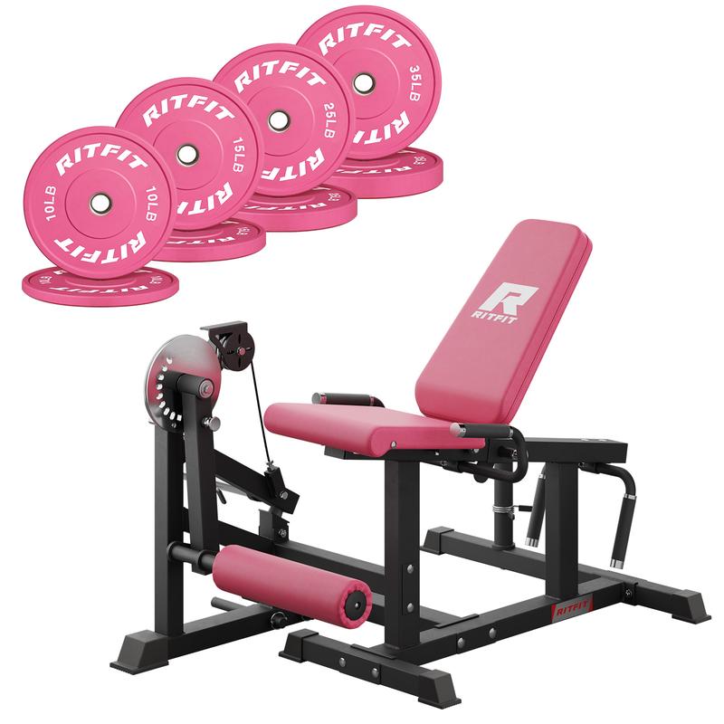 RITFIT PLC01 Equipo multifuncional 3 en 1 para gimnasio en casa: máquina de extensión de piernas, flexión de piernas, aparato para ejercitar los glúteos, capacidad de 147 kg (325 lb), 4 ángulos de respaldo ajustables, discos de peso de 5 cm (2 pulgadas),