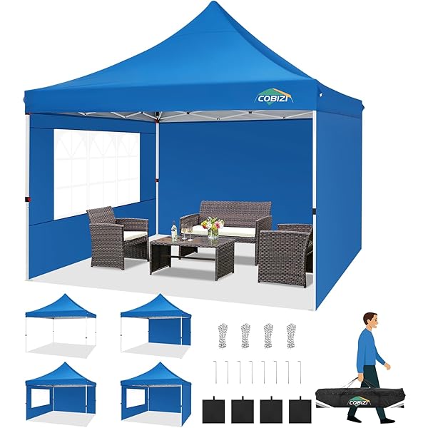 Tooluck - Tienda de campaña desplegable con Paredes Laterales, toldo Comercial Impermeable Ez para Exteriores, protección UV, 50+ Refugio para Eventos, Tiendas de campaña de jardín para Fiestas con Negro - 10x10 with 3 sides