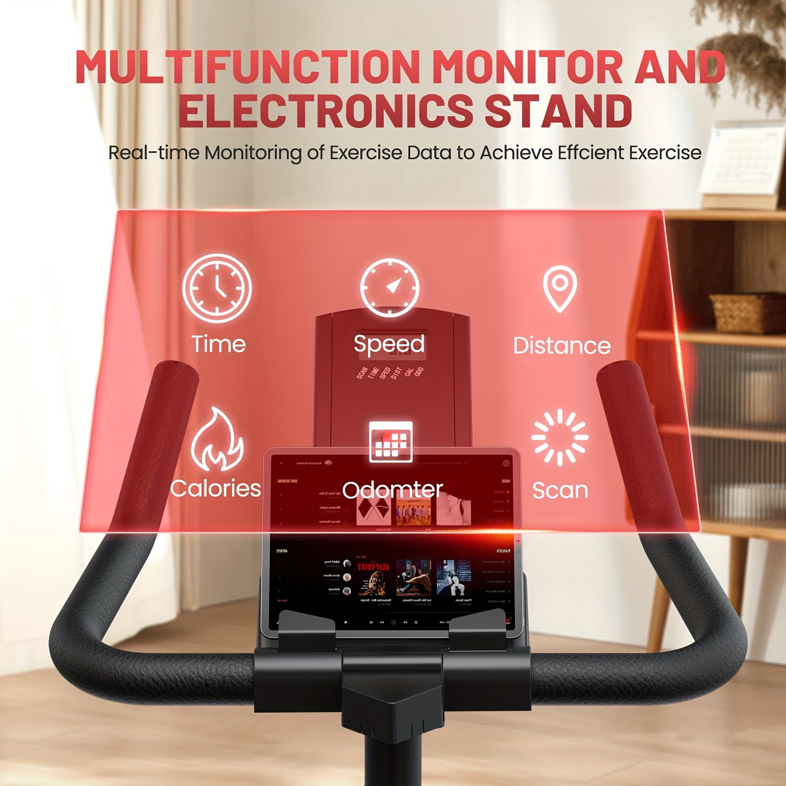 Exercise Bike, Stationary Bikes for Home Indoor Cycling Bike Cycle Bike with Digital Display & Comfortable Seat Cushion help you understand your exercise progress and adjust your exercise plan enjoy exercising and entertainment simultaneously