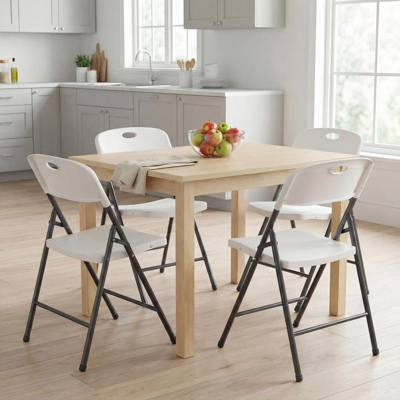 Sillas plegables de plástico Sweet Furniture F con capacidad para 150 kg, sillas plegables de metal resistentes, fáciles de usar y almacenar.