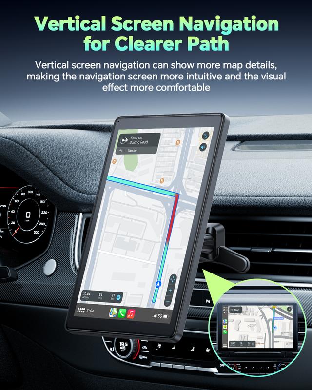 LAMTTO Pantalla CarPlay De 7 Pulgadas Para Auto | Soporte De Ventosa Y Soporte Magnético | Se Instala En Rejillas De Aire Del Vehículo Sin Bloquear La Vista Al Conducir | Modo Vertical Ideal Para Ver Cortos, Modo Horizontal Para Películas