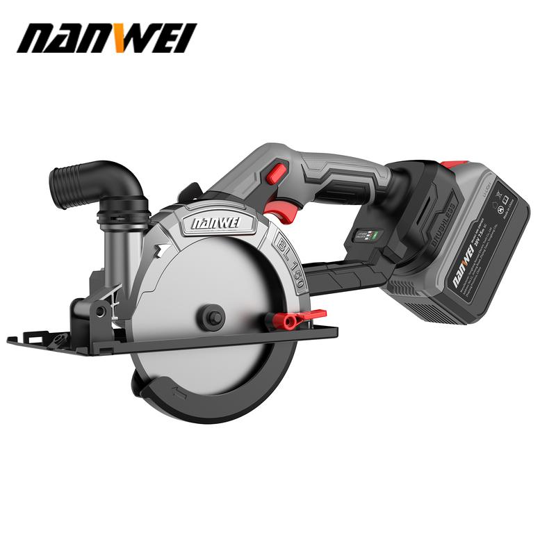 Sierra circular sin escobillas NANWEI de 6 pulgadas, con dos baterías de 4000 mAh (cargador incluido), sierra circular compacta de 6800 RPM, hoja de 150 mm, admite ángulo de corte biselado de 0 a 50 grados, diseño ligero, incluye 3 hojas de sierra, adecua