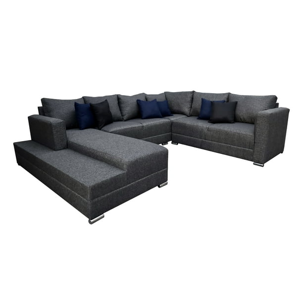 Sala esquinera en U El Bazar Store modelo Corbel gris oxford 4 salas en 1