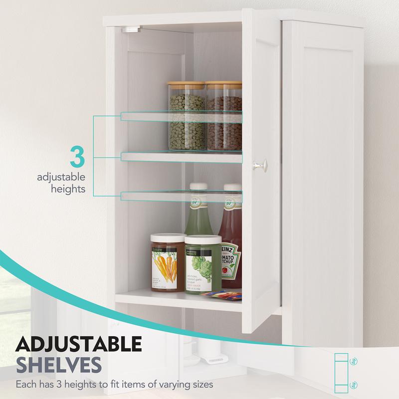 Armario alto para baño, mueble esquinero lateral para cocina con estantes ajustables, ideal para toallas, champús y artículos de limpieza. Muebles que ahorran espacio. Armario alto y estrecho para montaje en suelo. Despensa versátil estilo granja. Color b