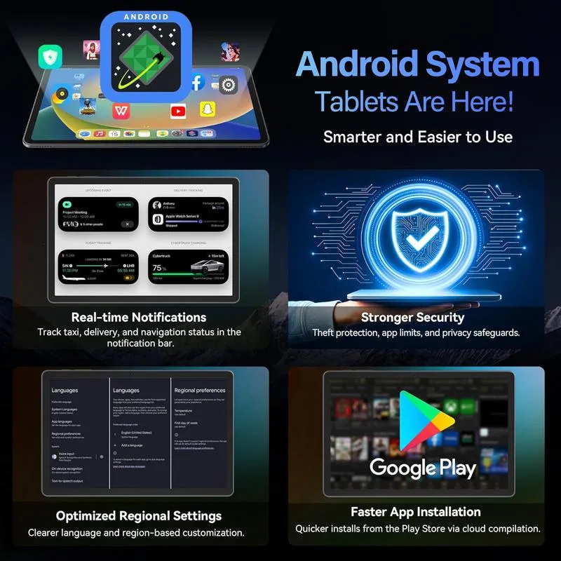 Tableta Android Family de 10.1" con 256 GB de almacenamiento, paquete completo con teclado, ratón, lápiz óptico y funda para niños y uso doméstico outdoorfun