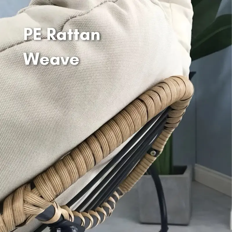 Silla de Balancín Beige en Forma de Huevo con Asiento Acolchado