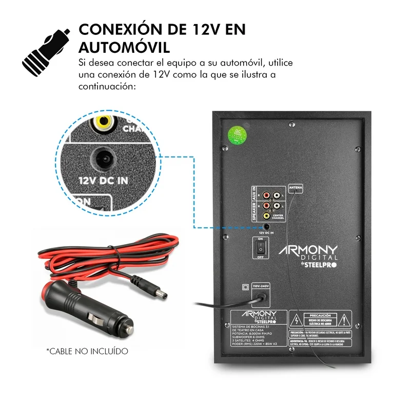 Steelpro Minicomponente Home Theater 8,000 W - Armony