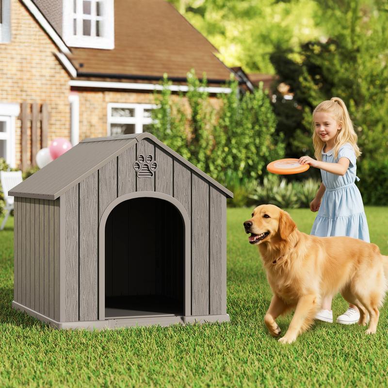 Caseta de plástico resistente e impermeable para perros/ovejas, apta para ovejas pequeñas y grandes, refugio para mascotas de interior y exterior con techo ventilado y suelo elevado, fácil de montar.
