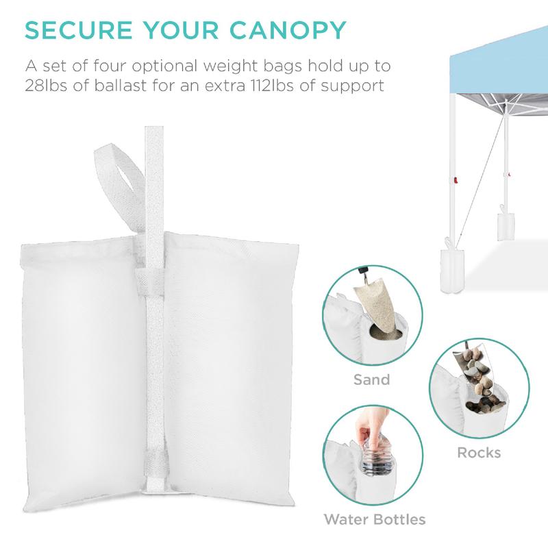 Toldo plegable de fácil montaje de 3x3 metros con instalación mediante un solo botón, estuche con ruedas y 4 bolsas de peso.