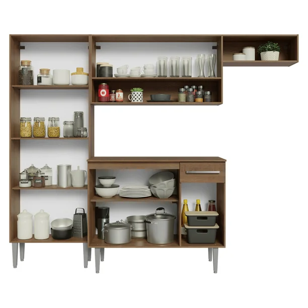 Cocina Integral Madesa Emilly Pop 229cm Marrón/Negro GREM2290027K