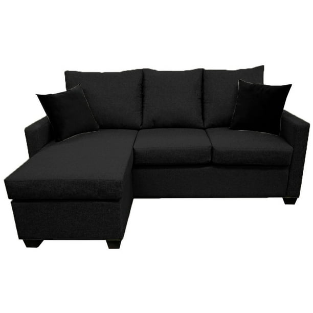 Sala Esquinera El Bazar Store Denver Negro 200x140 cm, Lado derecho e Izquierdo, Lino nacional
